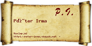 Péter Irma névjegykártya